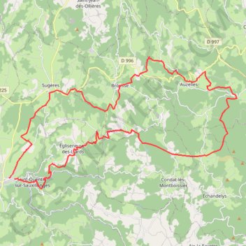 Saux-auzelles 48km 1280D+ GPS track, route, trail