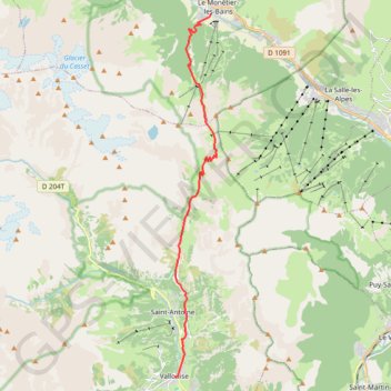 Le Monêtier à Vallouise (Tour de l'Oisans) GPS track, route, trail