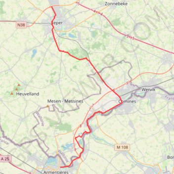 Armentières-Ypres GPS track, route, trail