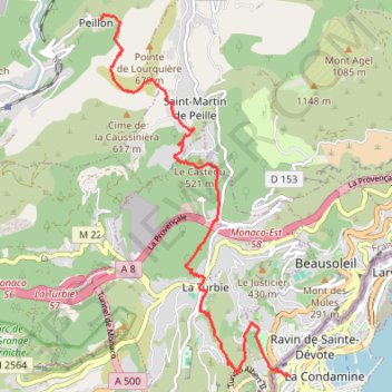 Peillon - Monaco (Via Alpina) GPS track, route, trail
