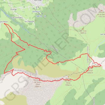 Traversée Roche Parnal - Sous Dine GPS track, route, trail