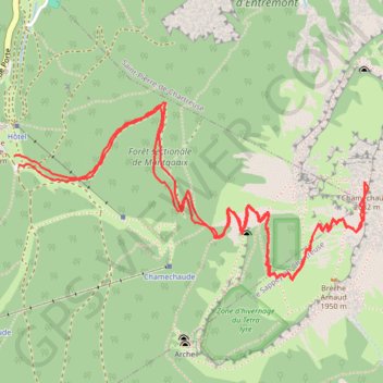 Chamechaude depuis le Col de Porte GPS track, route, trail