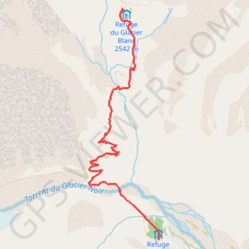 Du Chalet Hôtel du Pré de Madame Carle au refuge du Glacier Blanc GPS track, route, trail