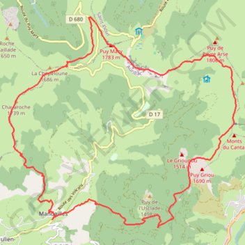 Parcours 15 rouge - La Ronde des Puys GPS track, route, trail