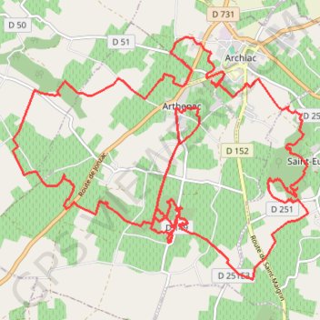 Arthenac 30 kms GPS track, route, trail