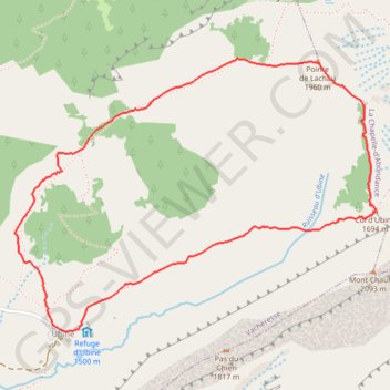 La Pointe de Lachau depuis Ubine GPS track, route, trail