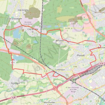 Mulhouse - Lutterbach - Reiningue - Richwiller - Mulhouse GPS track, route, trail