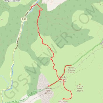 Tete de Giarons les cluots AR GPS track, route, trail