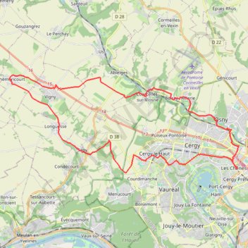 Cergy-Théméricourt-Cergy GPS track, route, trail