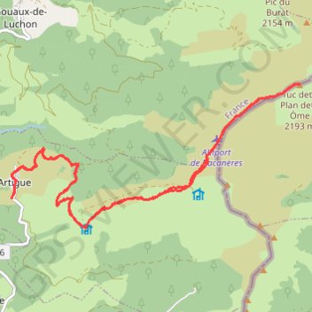 Luchon Artigue Pic de Bacanère GPS track, route, trail