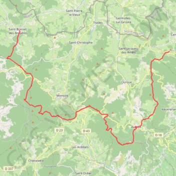 Ht Bojo Dép St Bonnet des Bruyères 67 Km Jour 2 GPS track, route, trail