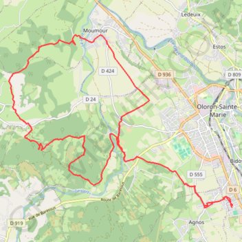 Oloron-Sainte-Marie - Entre Gaves et Joos en VTT GPS track, route, trail