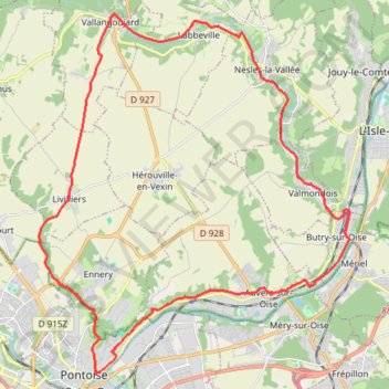 Vélo Boucle 30km - Auvers sur oise GPS track, route, trail