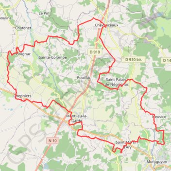 Montlieu 48km GPS track, route, trail
