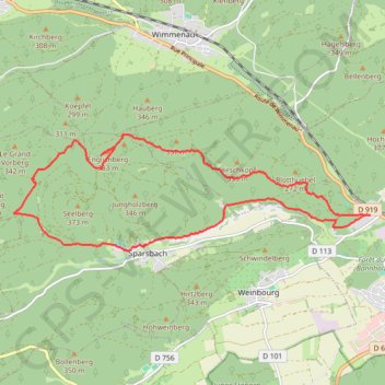 Sparsbach : en passant par le Englishberg et les Ochsenstall GPS track, route, trail