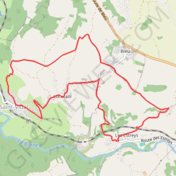 Balade autour du château de Saint-Vidal GPS track, route, trail