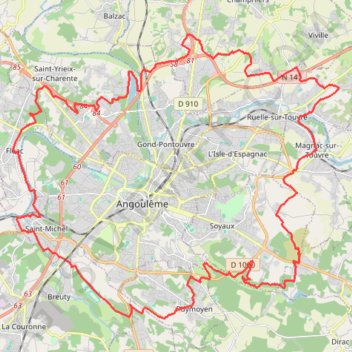 Grand tour d'Angoulême GPS track, route, trail
