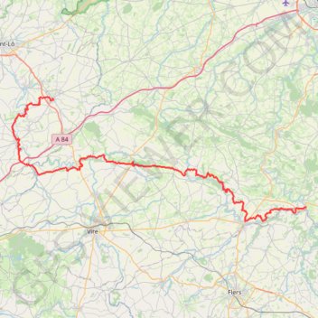 GR 221 : De Torigni-sur-Vire (Manche) à Pont-d'Ouilly (Calvados) GPS track, route, trail