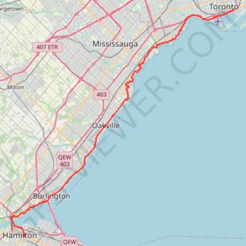 Hamilton - Toronto GPS track, route, trail