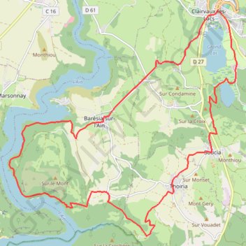 Entre Clairvaux-les-Lacs et Vouglans GPS track, route, trail