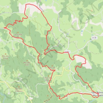 Autour des Grands Bois via Morel - Saint-Bonnet-des-Quarts GPS track, route, trail