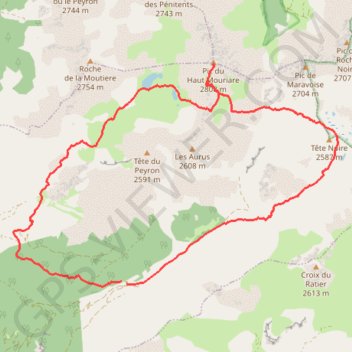 Pic du Haut Mouriare en boucle depuis le Lauzet (Queyras - Alpes Cozie) GPS track, route, trail