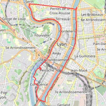 Lyon - Perrache - Croix Rousse - Confluence GPS track, route, trail