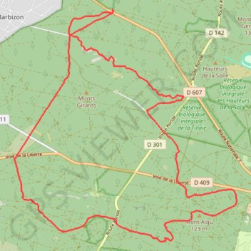Fontainebleau depuis le carrefour de l'epine GPS track, route, trail