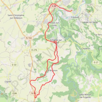 De grottes en cascades - Solignac-sur-Loire GPS track, route, trail