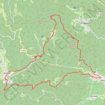 Rando Ribeauvillé-Taennchel-Aubure GPS track, route, trail