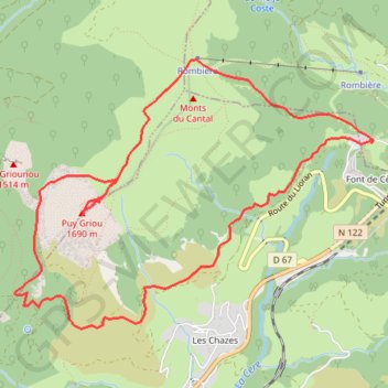 Puy Griou (Cantal) GPS track, route, trail