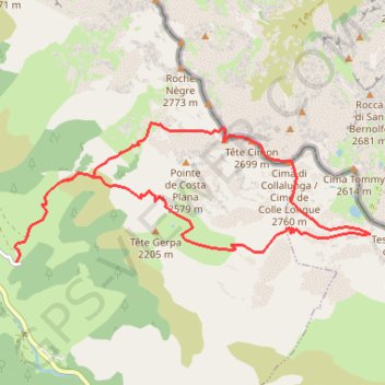 Cime de Collelongue, depuis Douans GPS track, route, trail