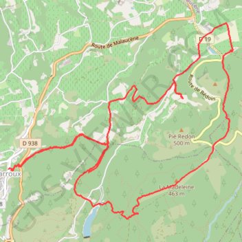 LE BARROUX (84) combe d'Hugues, lac du Paty GPS track, route, trail