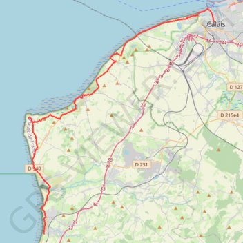 Le littoral de Calais à Wimereux GPS track, route, trail