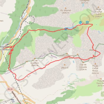 Puig Pedrós et puig de Coma d'Or depuis l'Hospitalet GPS track, route, trail