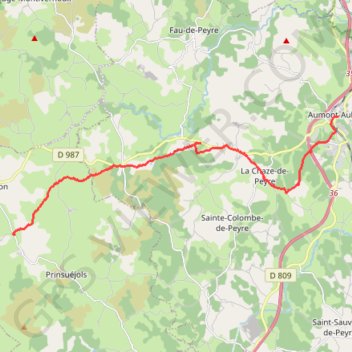 Tour des Monts d'Aubrac - De la ferme des Gentianes (Finieyrols) à Aumont-Aubrac GPS track, route, trail