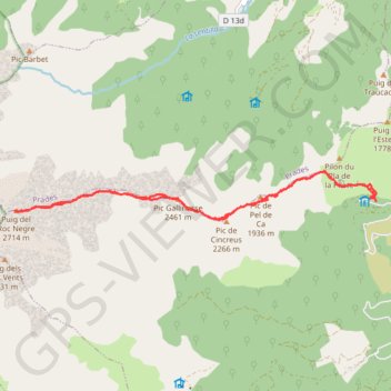 Pic Gallinas, Puig del Roc Negre depuis Batère GPS track, route, trail