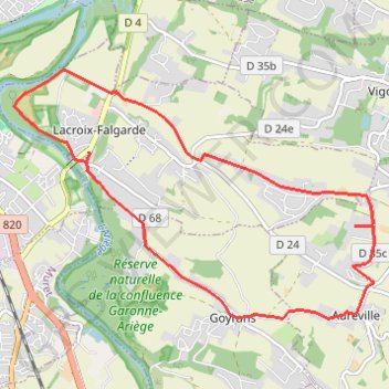 Boucle Lacroix-Falgarde GPS track, route, trail