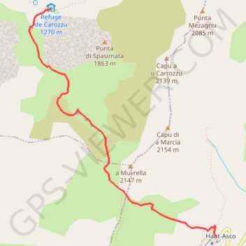 Du refuge de Carrozzu au refuge d'Ascu Stagnu GPS track, route, trail
