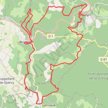 Bruniquel, Grésigne, Penne GPS track, route, trail