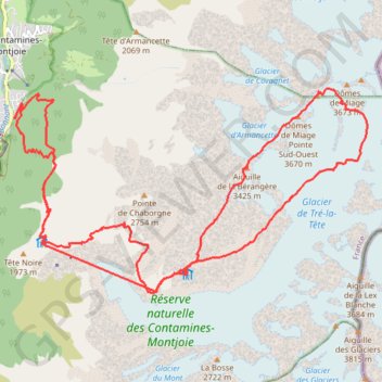 Massif du Mont Blanc - Dômes de Miage GPS track, route, trail