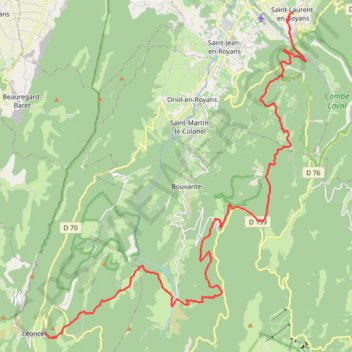 GTV - Tour du Vercors à pied - Léoncel - Saint-Laurent-en-Royans GPS track, route, trail