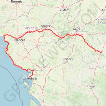 Châteauroux (36000), Indre, Centre-Val de Loire, France - La Rochelle (17000), Charente-Maritime, Nouvelle-Aquitaine, France GPS track, route, trail