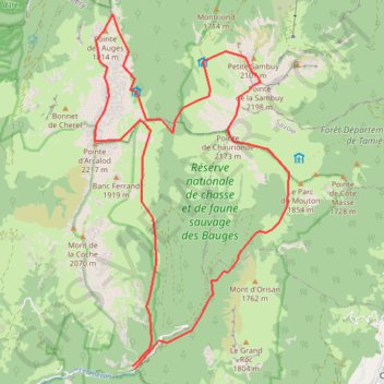Tour Sauvage et aérien en Bauges (Chaurionde, Sambuy, Arcalod) GPS track, route, trail