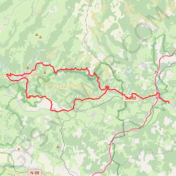Saint-Geniez-d'Olt (34min) - Vallée du Lot (67km, D+1036m) GPS track, route, trail
