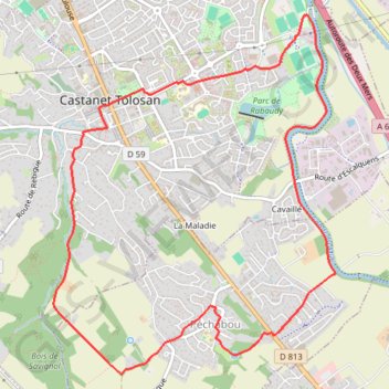 Boucle de Savignol - Castanet-Tolosan GPS track, route, trail