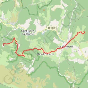 Les Cévennes du gîte des Alpiers au gîte d'Auriac GPS track, route, trail
