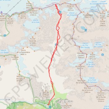 Brèche de la Meije depuis La Berarde (Ecrins) GPS track, route, trail