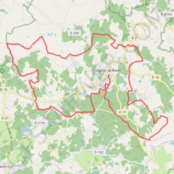 Circuit entre Cimas et Combas - Cognac-la-Forêt GPS track, route, trail