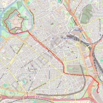 Lille - Parc de la Citadelle GPS track, route, trail